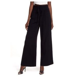 Open Edit Size Small Drawstring Wide Leg Pants in Black Flowy Basic Comfortable